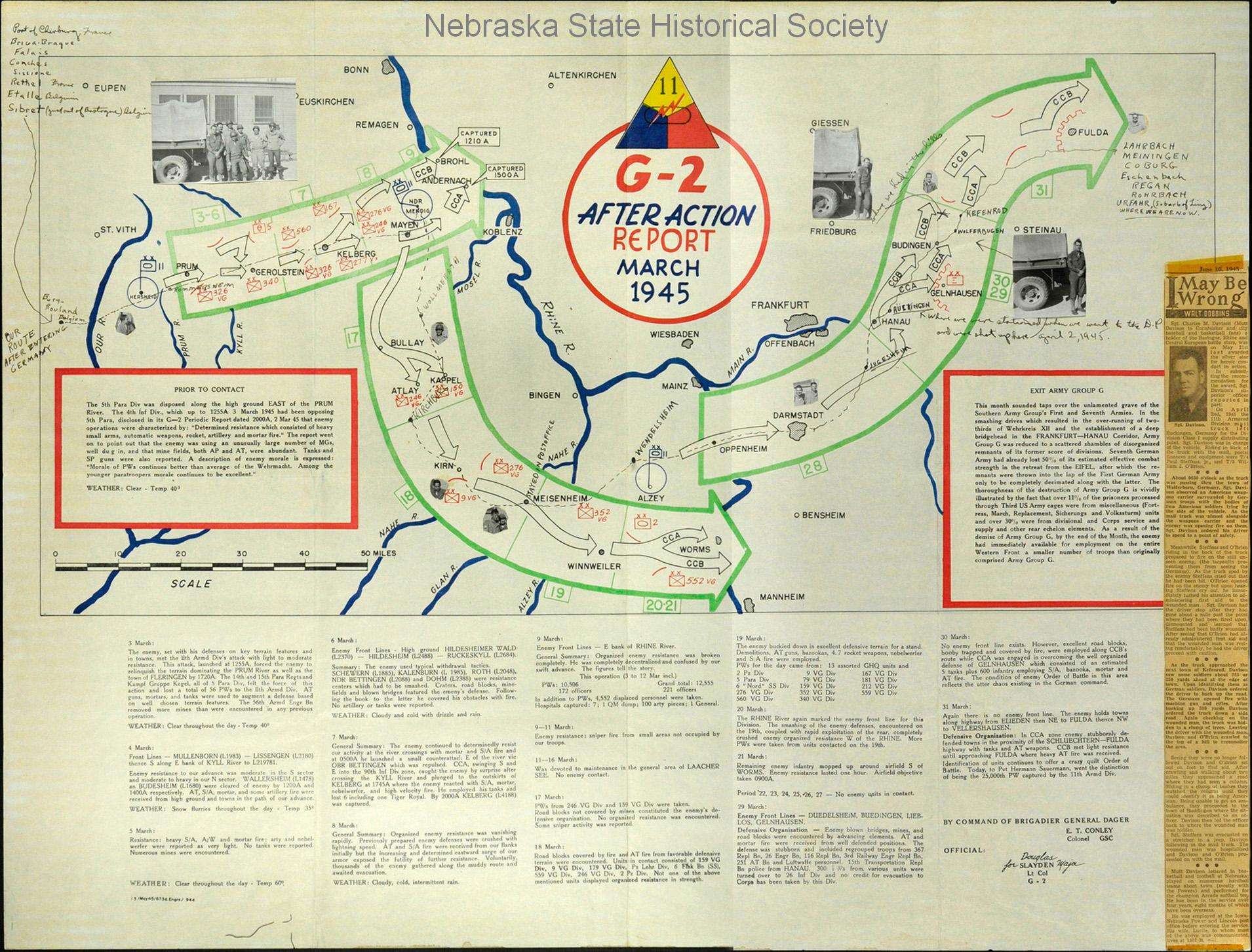 G-2 After Action Report map, March 1945
