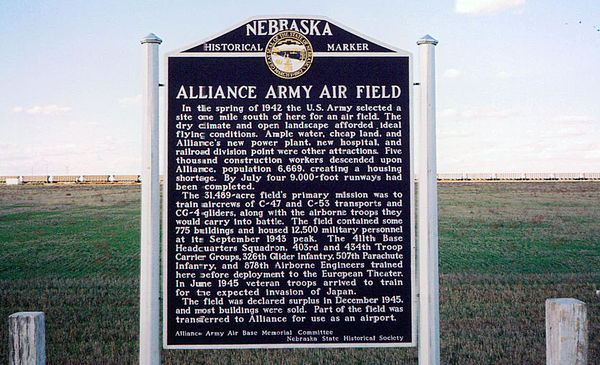 Alliance Army Air Field marker