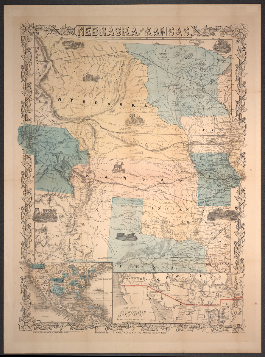 Image of a paper map of Nebraska and Kansas