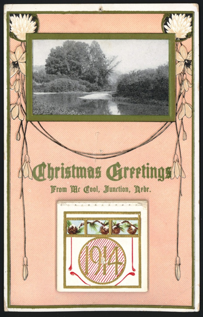 This 1914 calendar from McCool Junction in York County included a Christmas greeting. RG2856-6-3