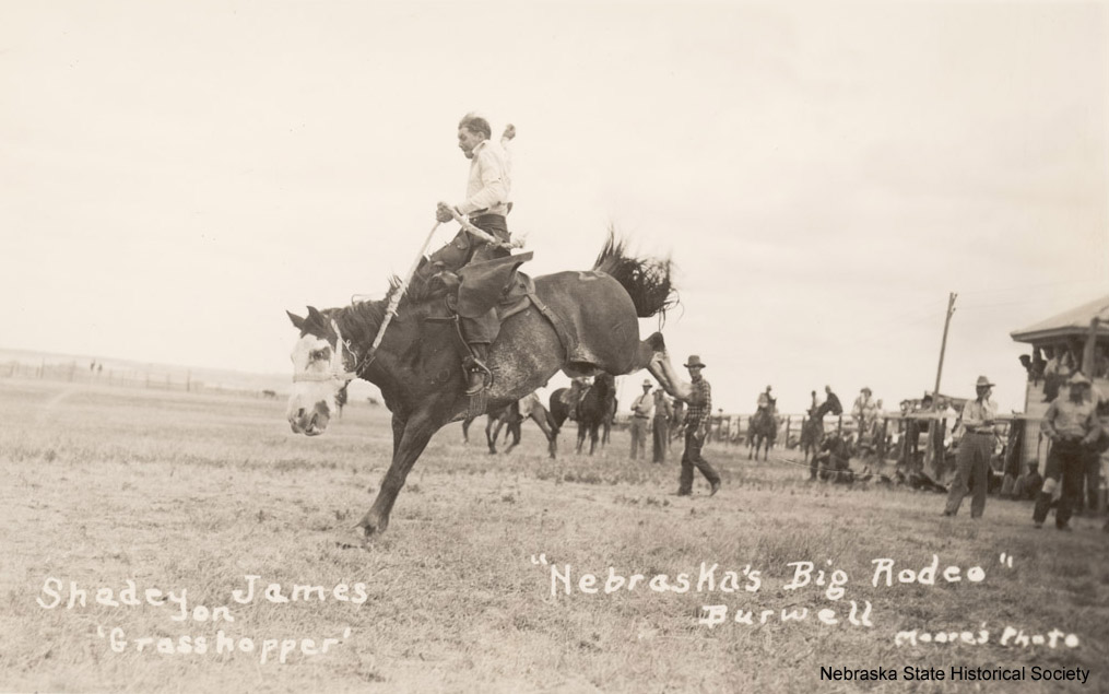 Shadey James at Burwell Rodeo, ca. 1925