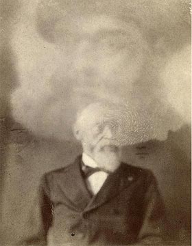 In 1861 a Boston photographer named William H. Mumler discovered that additional images would appear if a glass photographic plate was exposed twice. Some believed that these ghostly double exposures proved the existence of spirits.