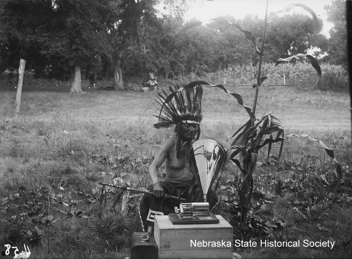 Good Old Man recording the Corn Song, 1905 [RG2039-84]