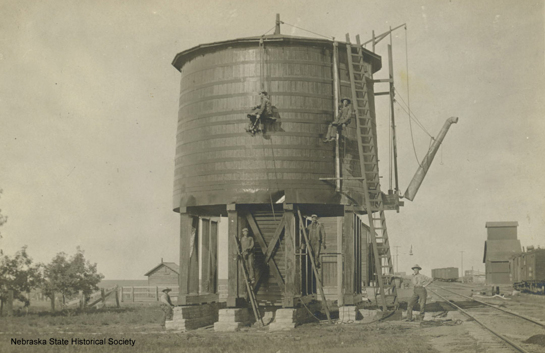 Railroad water tower in Perkins County, ca. 1910 [RG0802.PH60-1]