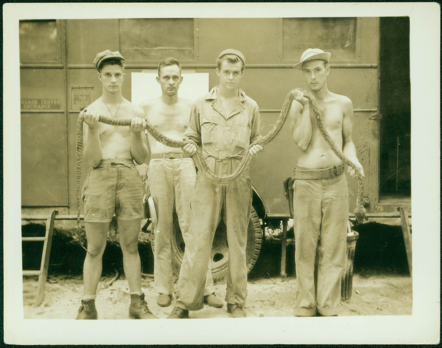 Soldiers with snake in New Guinea [RG5841-9-9]