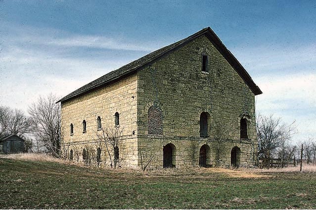 Few barns in Nebraska Territory were as substantial as the Elijah Filley Stone Barn, built in 1874 in Gage County. It is now on the National Register of Historic Places. NSHS Historic Preservation GA00-001