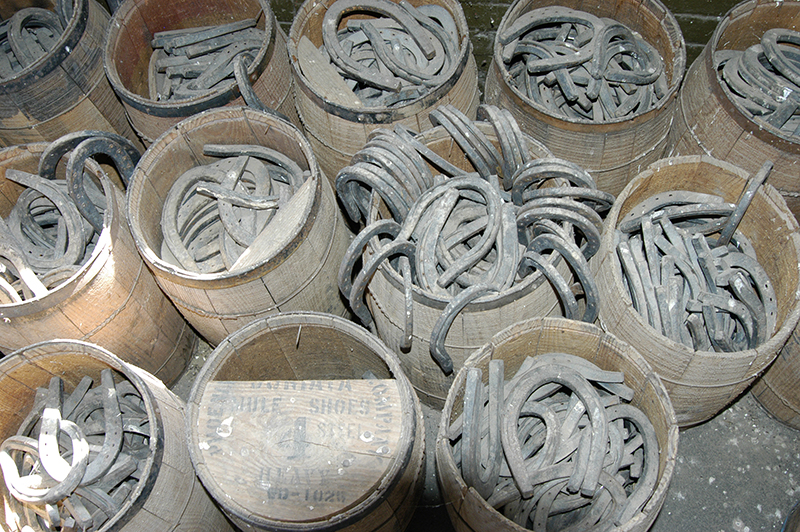 barrels of horseshoes and mule shoes, present day