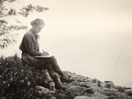 Maggie Gehrke with travel journal. (RG0849-6 97 98, sf 92202)