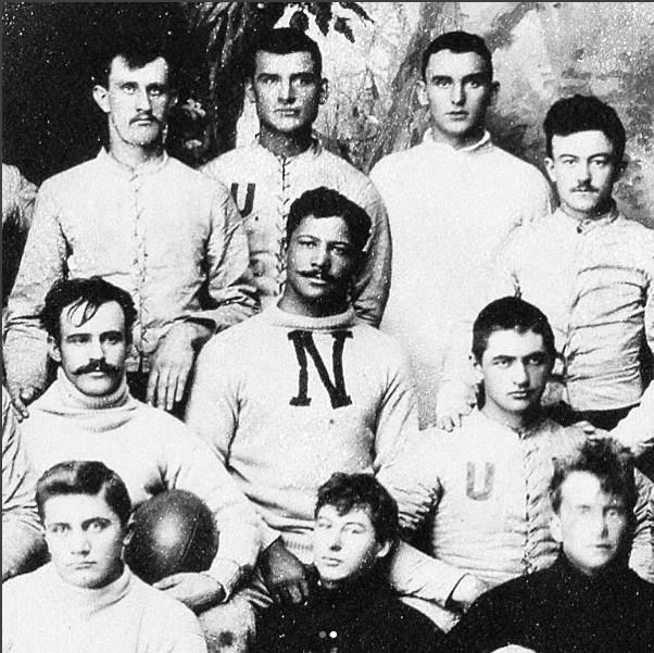 Photo of University of Nebraska Football team, circa 1890, George Flippin in the center