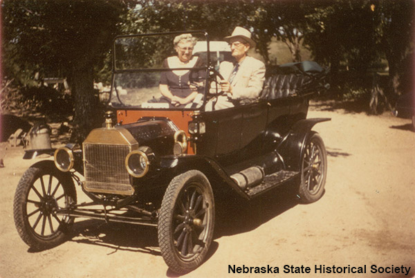 Couple in Model T Ford in 1955