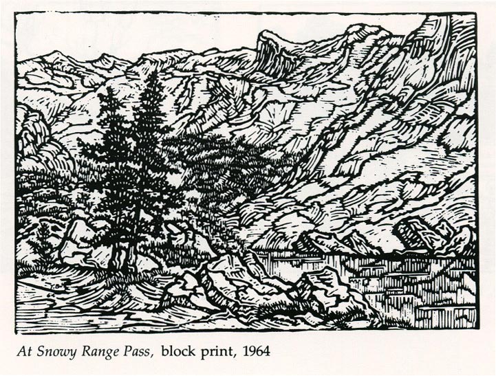 At Snowy Range Pass, block print, 1964