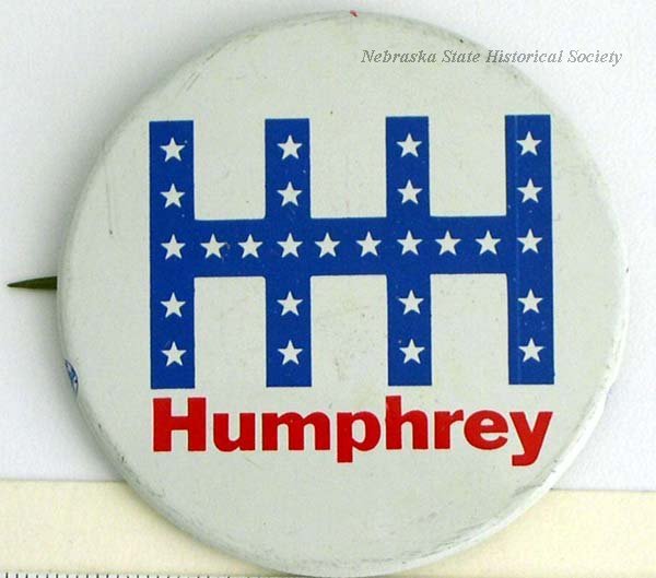Hubert Humphrey campaign button, 1968