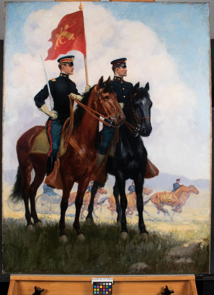 Painting of soldiers on horseback after treatment