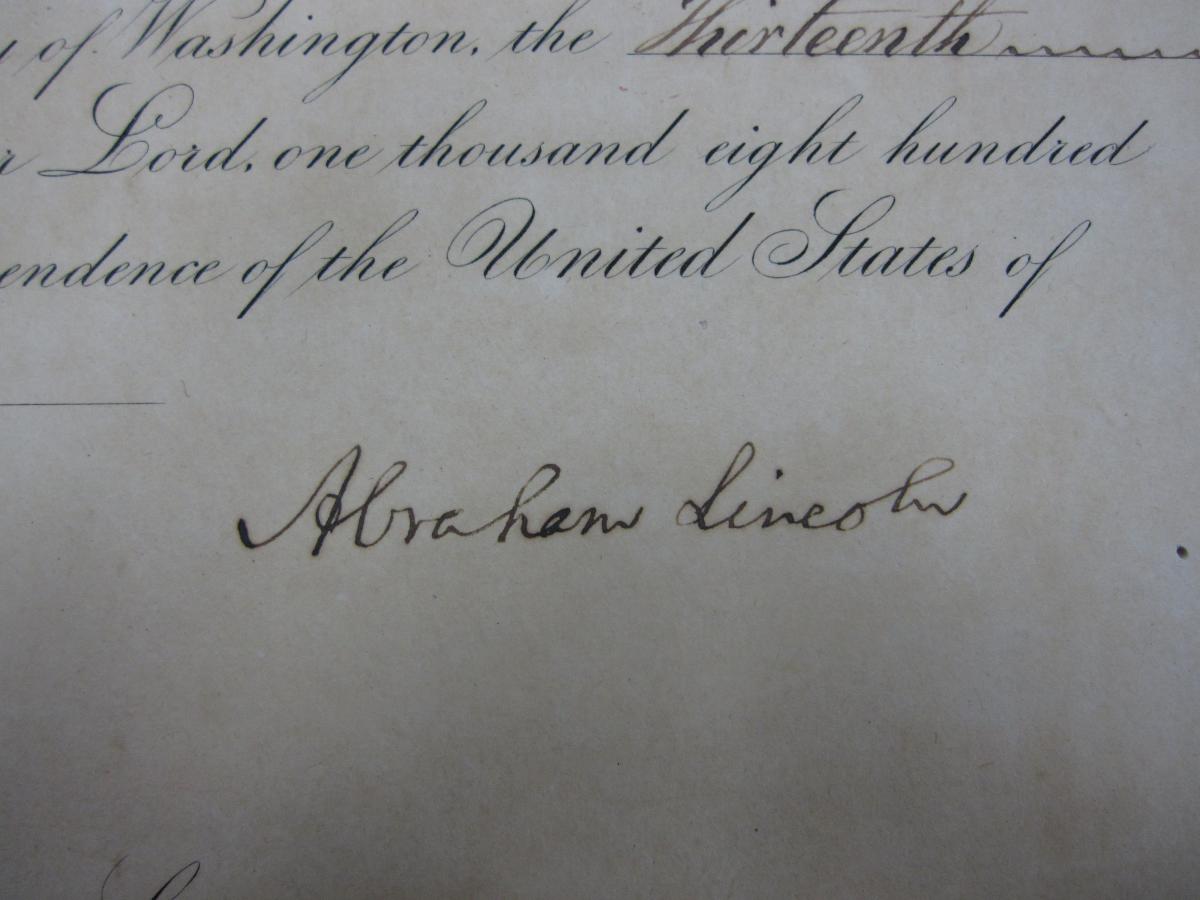 Detail of Abraham Lincoln's signature