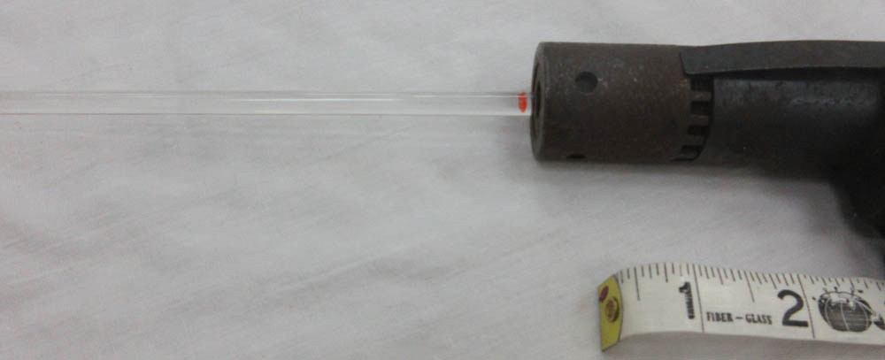 Dowel inserted into barrel and the muzzle opening marked in red.