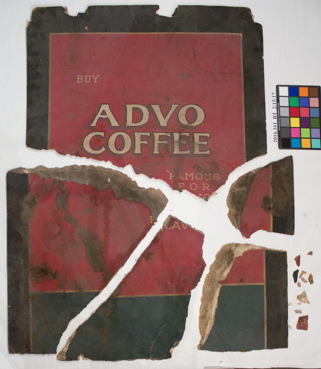 Coffee ad before treatment, in pieces, covered in dirt