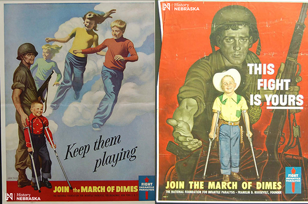 "Keep them playing" and "This fight is yours" March of Dimes posters