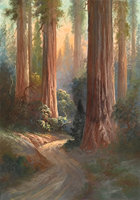 Painting of redwood forest