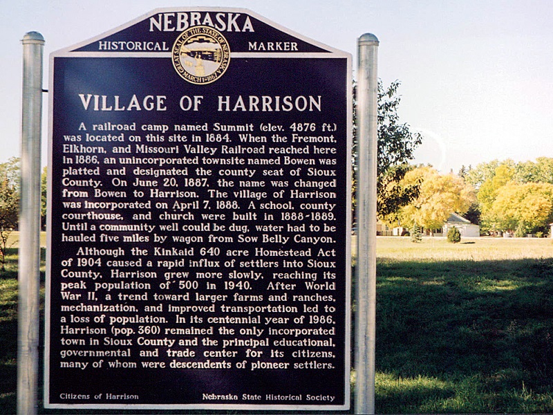 Marker Monday Village of Harrison History Nebraska