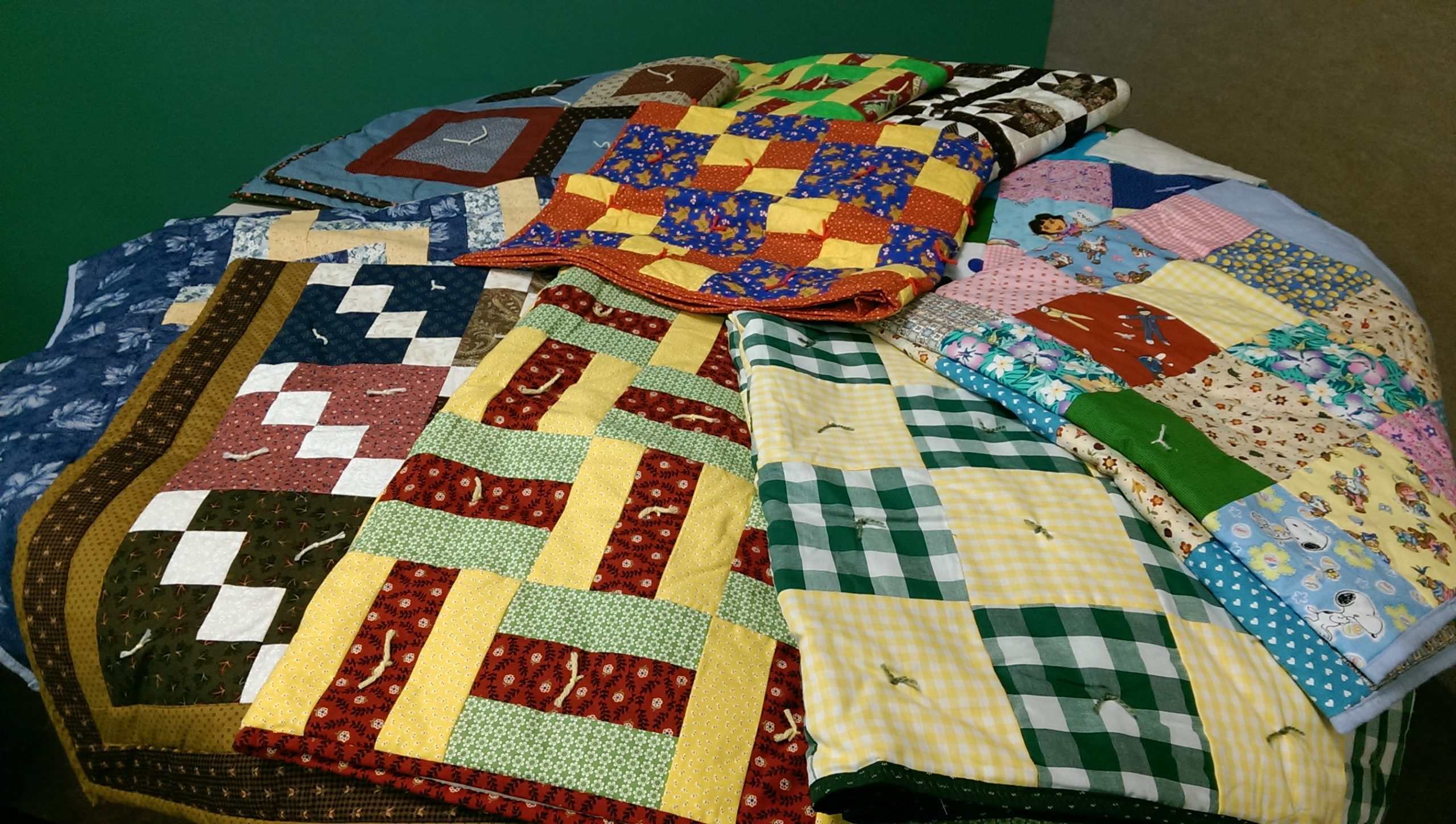 Quilts, made by volunteer Karen Heiser