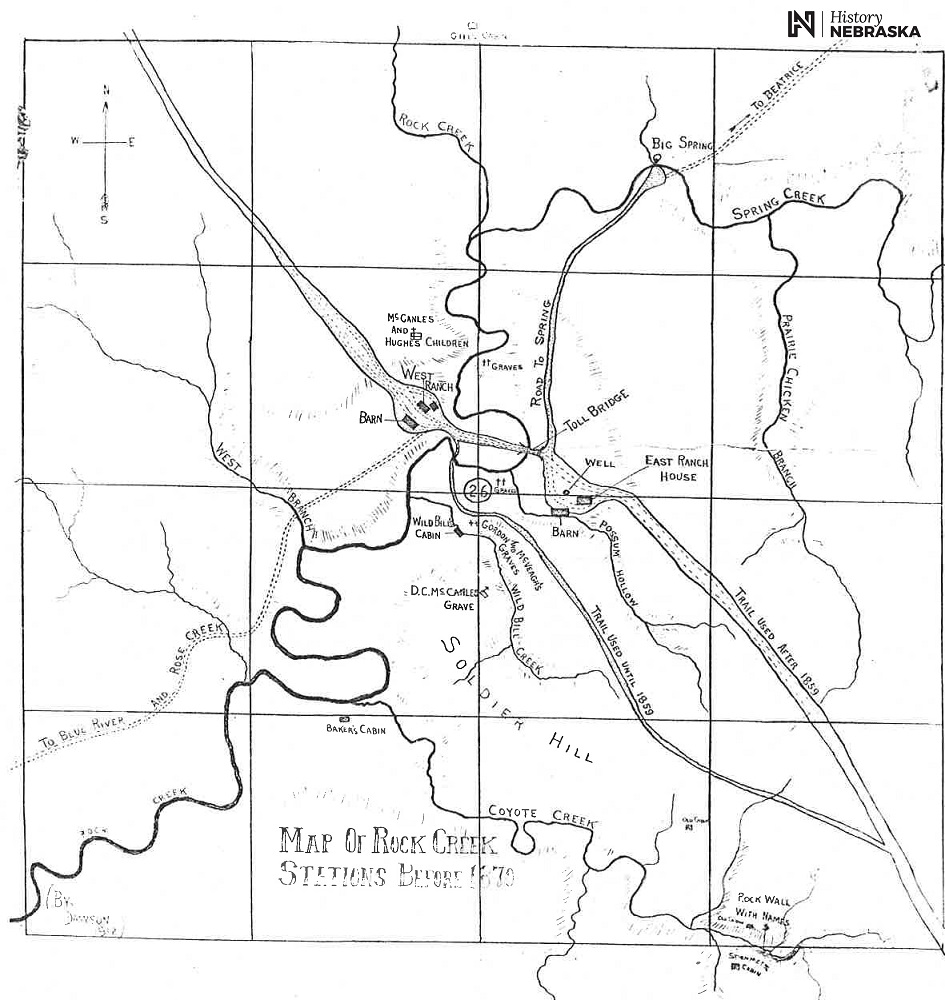 Map of Rock Creek Station in 1870.