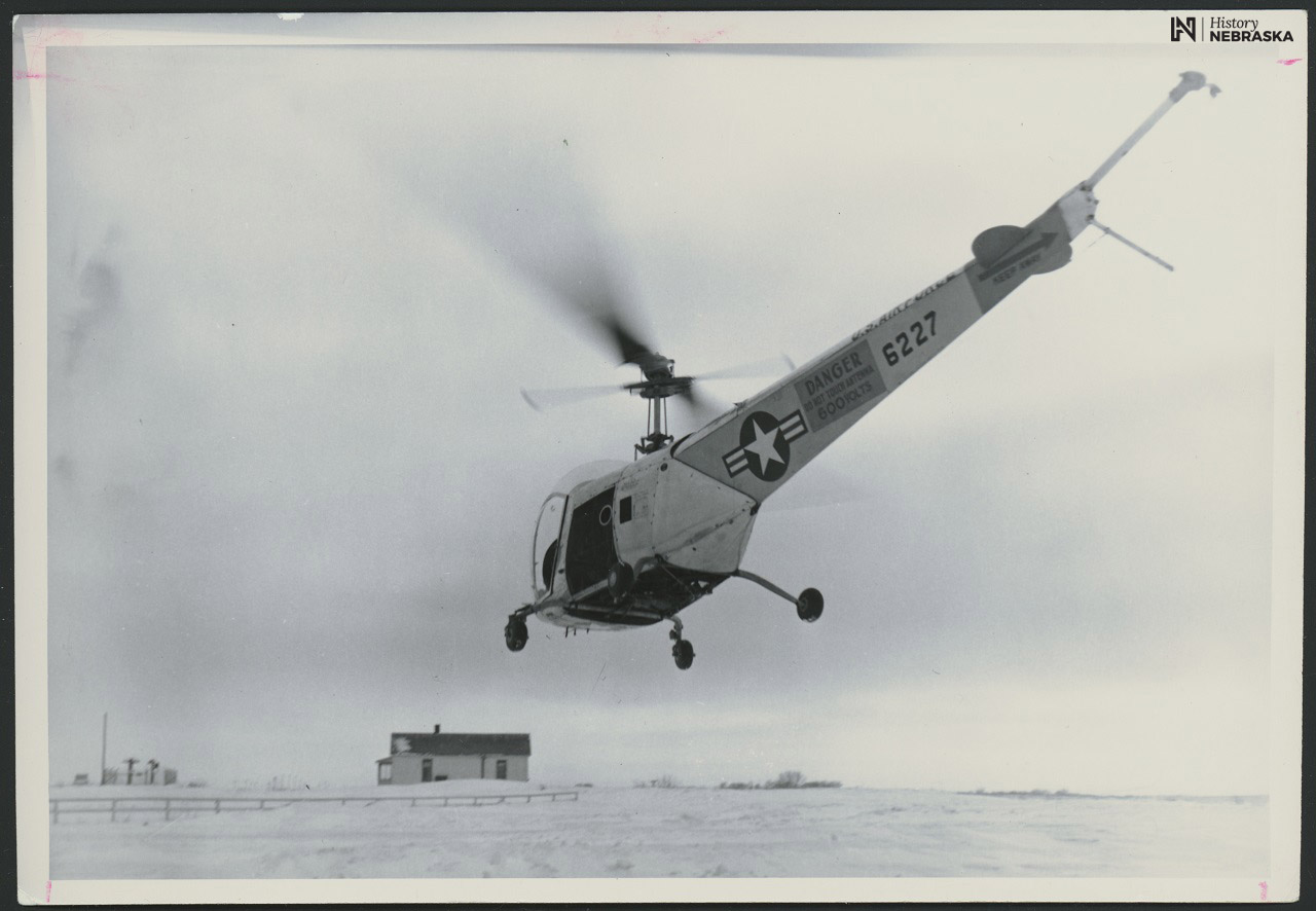 Helicopter, Custer County Chief, Blizzard, 1949, Broken Bow, Nebraska