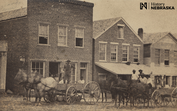 Earliest known of photo of African Americans in Nebraska, taken in Brownville in 1864, three years after the territory banned slavery. History Nebraska RG3190-283.