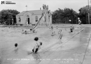 Lincoln Municipal Pool, July 11, 1935. History Nebraska RG4290-1408