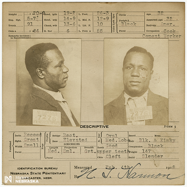 Prison ID card of Charles Smith Photo: History Nebraska RG2418-7276