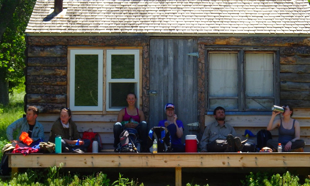 Students resting at a branding cabin on a cattle ranch along the Snake River in western Cherry County.