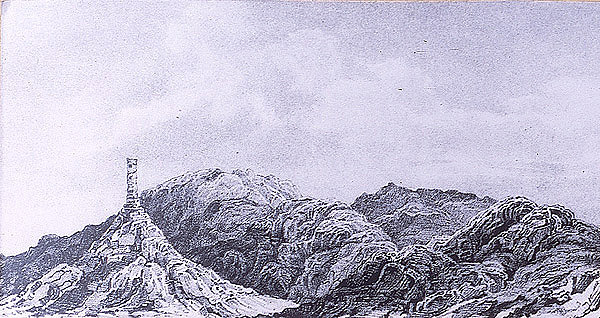 engraving of Chimney Rock by Charles Preuss