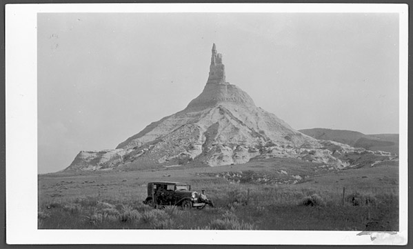 Photograph of Chimney Rock by Emil Kopac in 1929.