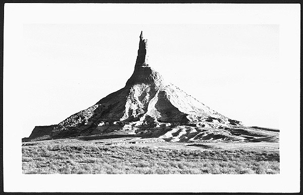 Postcard of Chimney Rock black and white photograph