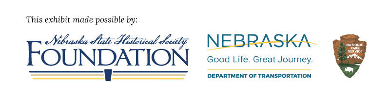 Logos of the Nebraska State Historical Society Foundation, Nebraska Department of Transportation, and National Park Service