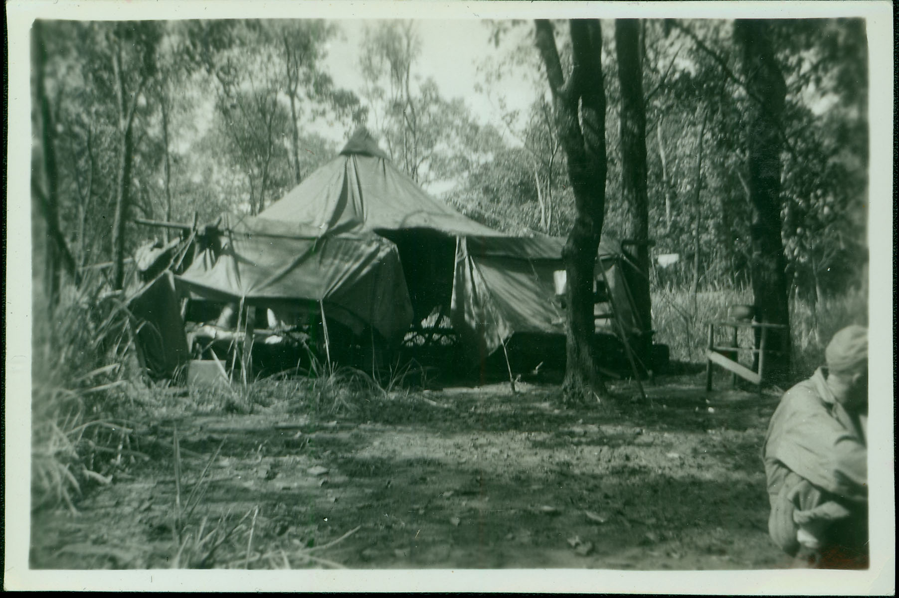 While stationed in Australia, this tent served as home for Merchant and the fellow members of his unit.