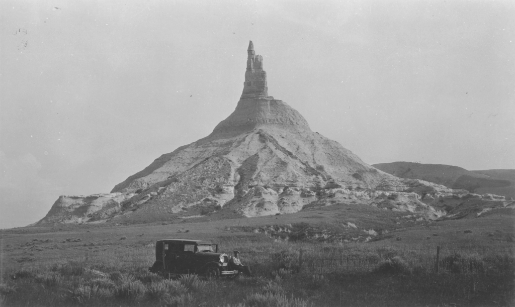 In 1929 Emil Kopac took this photograph of Chimney Rock.
