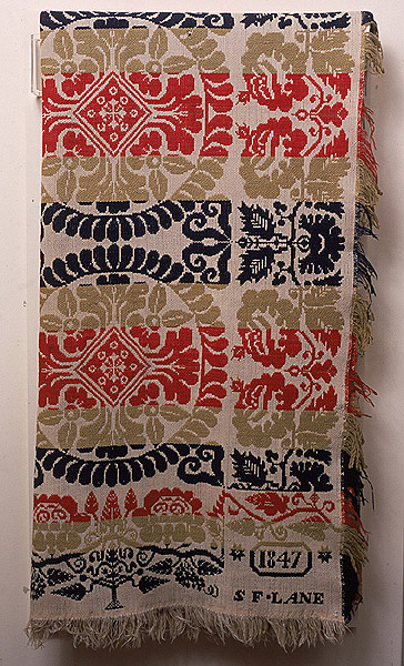 Coverlet brought to Nebraska from Ohio in a covered wagon in 1862.