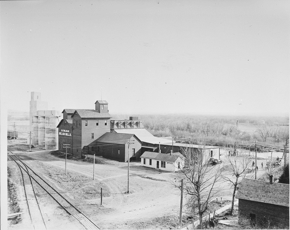 Aerial view of Neligh Mill, about 1915.