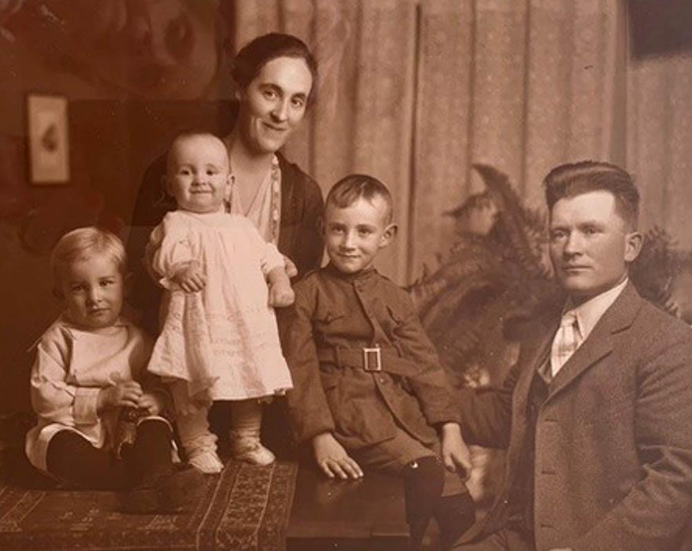 Nellie Brennan with her husband, Edward Stephen Donahue, and their three sons Thomas, Edward, and Francis, c. 1919.