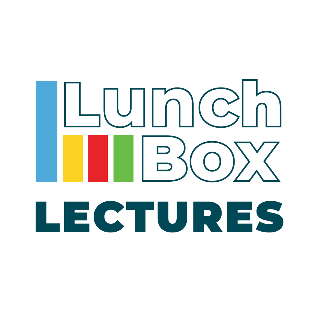 Logo for Lunch Box Lectures, featuring colored bars (blue, yellow, red, green) beside the text “Lunch Box” and the word “LECTURES” in bold dark blue underneath.