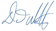 A blue ink signature written in cursive on a white background.